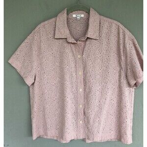 Madewell  Eyelet Beachside Top Women M Pink Button Down Shirt  Dream On Daisies
